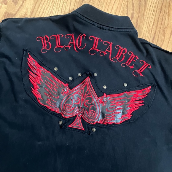 Y2K Polo Size XL Blac Label Brand Red and Black Polo Affliction True Religion - Picture 4 of 4